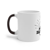 Left view of Live Free logo on a white mug
