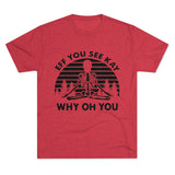 Alternate view of red shirt with skeleton image and eff you see kay why oh you text